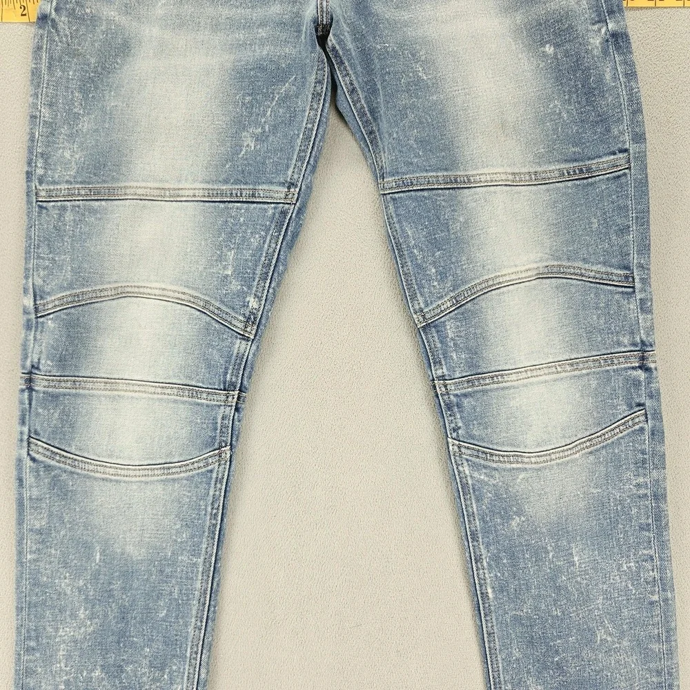 Guess Jeans Mens 31x32 Blue Slim Tapered Stretch Moto Panels Zip Fly Denim